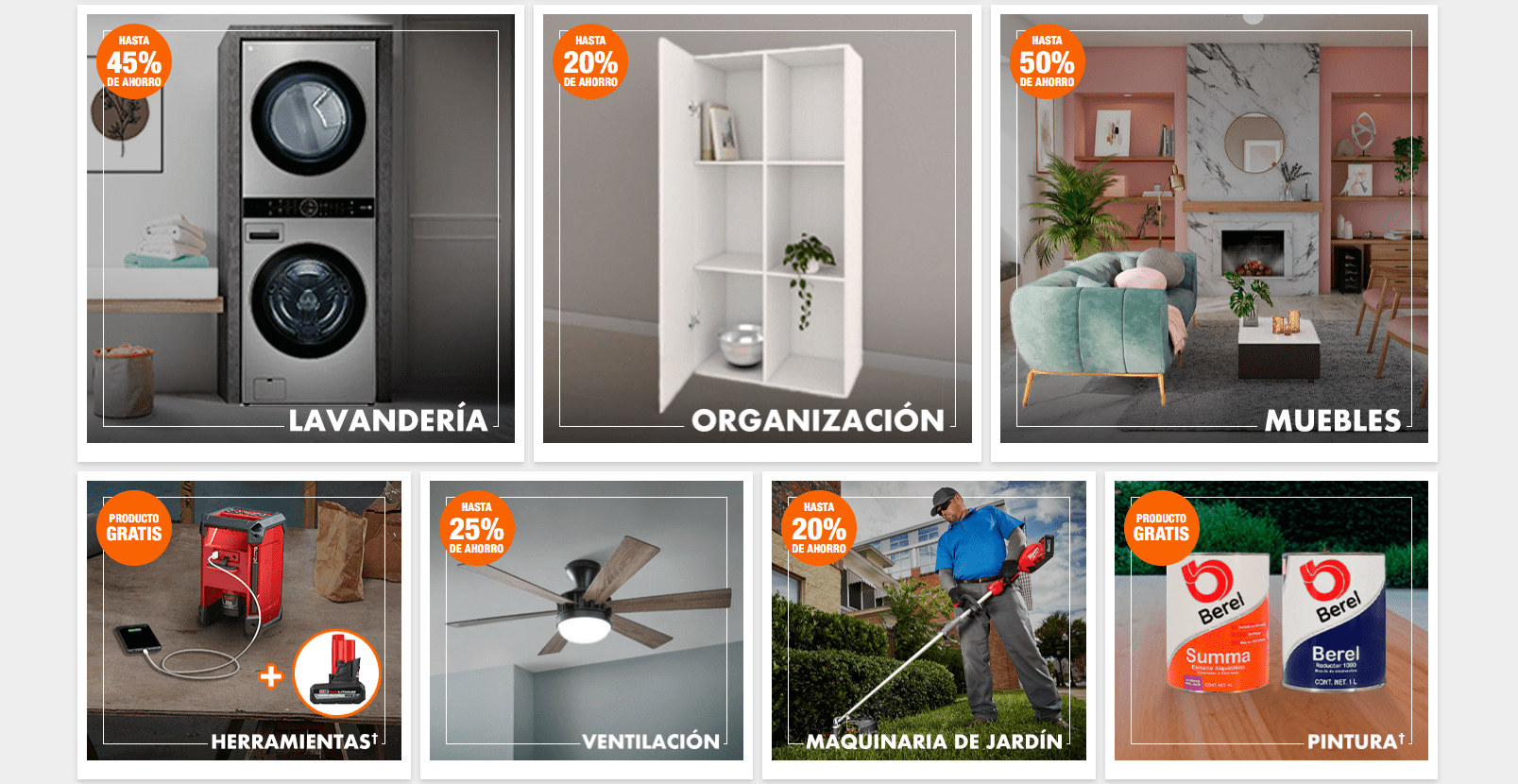 Productos de la tienda en línea The Home Depot