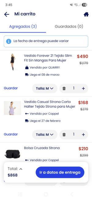 Carrito de compra de Coppel