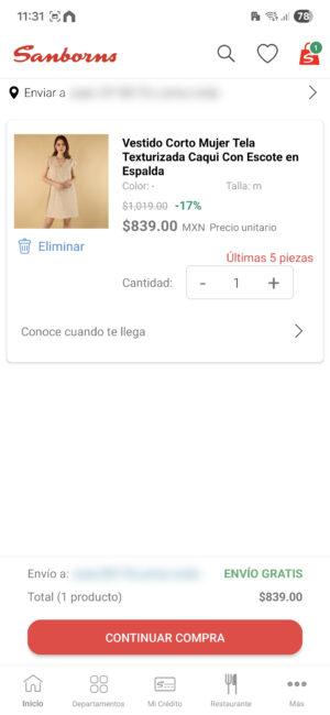 Consulta el carrito de compras de Sanborns