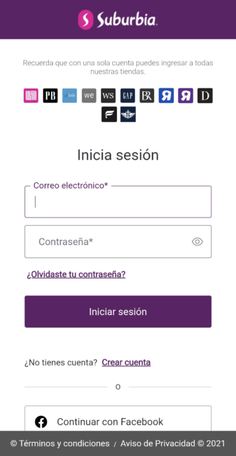 Crea una cuenta o inicia sesión en Suburbia