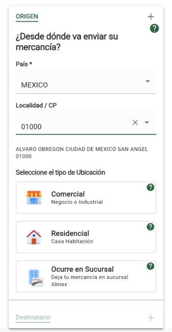 Cotizar un envío con Almex 3