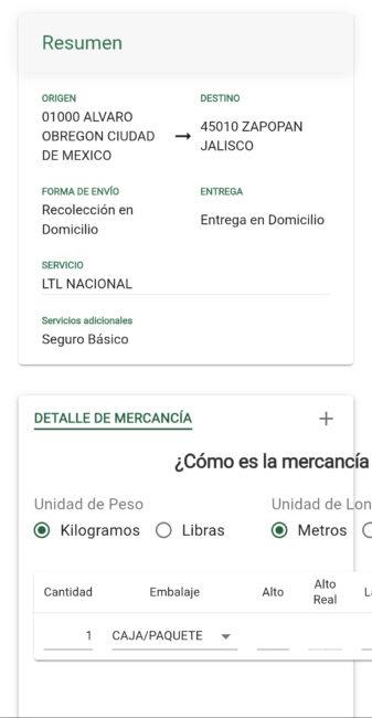 Cotizar un envío con Almex 6