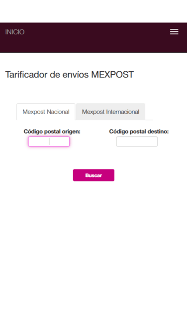 Cotizar un envío con Correos de México Paso 2