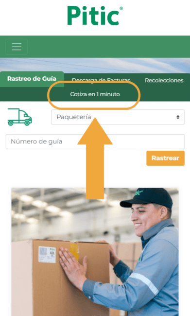 Cotiza un envío con Pitic Paso 1