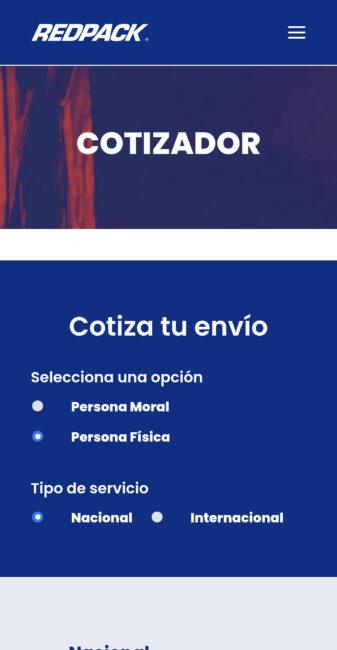 Cotizar un envío por Redpack Paso 2