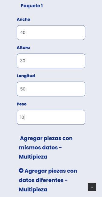 Cotizar un envío por Redpack Paso 4