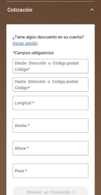 Cotizar un envío de UPS Paso 2