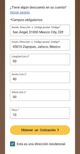 Cotizar un envío de UPS Paso 3