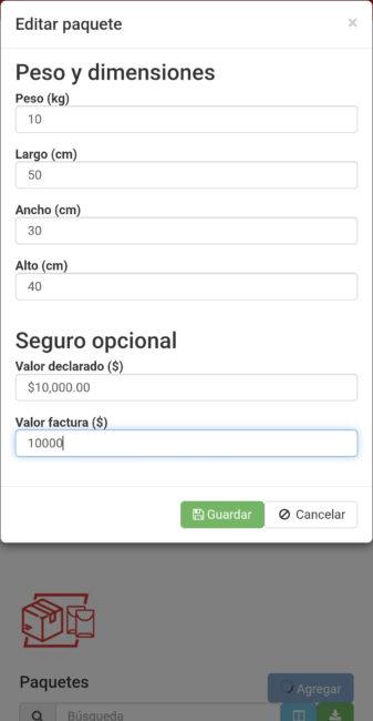 Cotizar un envío en Xtrapak Paso 4