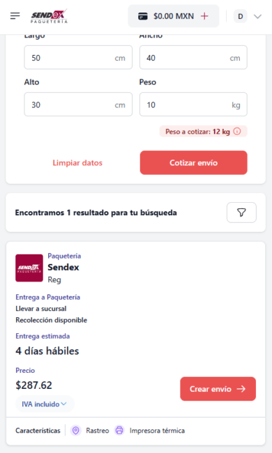 Obtén tu cotización de Sendex