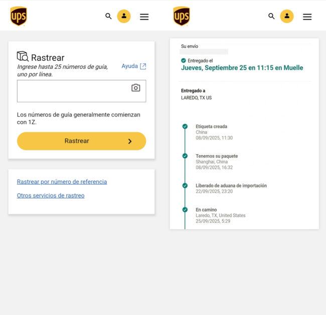 Rastreo de un envío en UPS